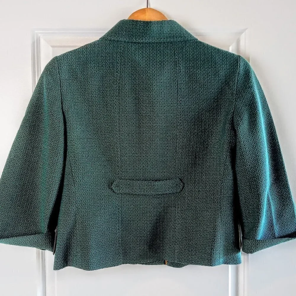LaVia Teal Green Diamond Pattern Short Jacket